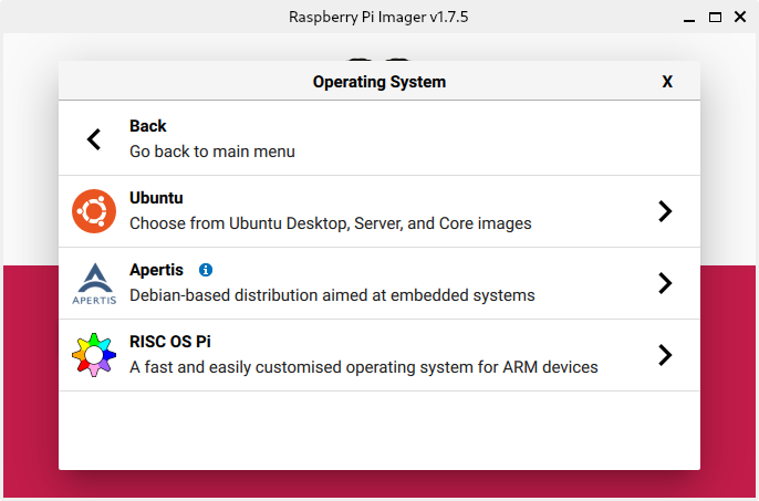 Apertis in RPi Imager